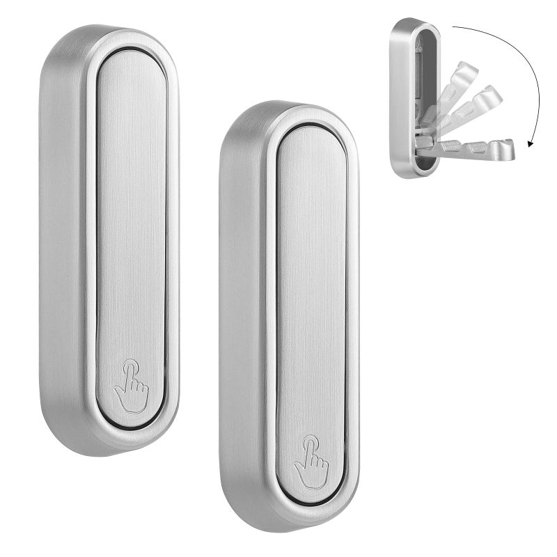 Dntorx Folding Coat Hooks, 2 Pcs Foldable Silver Wall Hooks Heavy Duty Foldable Hook Bathroom Towel Hooks Robe Hooks Wall Mounted for Hanging Coat Towels Clothes Hat Bags Keys - Image 1
