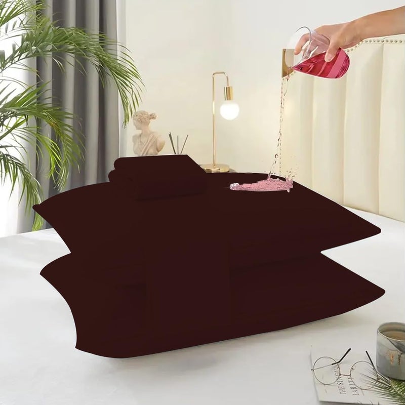 ADBENI HOME Luxurious Terry Cartridge Cotton Pillow Protector, Waterproof, Breathable and Soft, Makes Your Bedding Comfort and Elegance, 17x27 Inches, 1 Pair, Coffee - Image 1