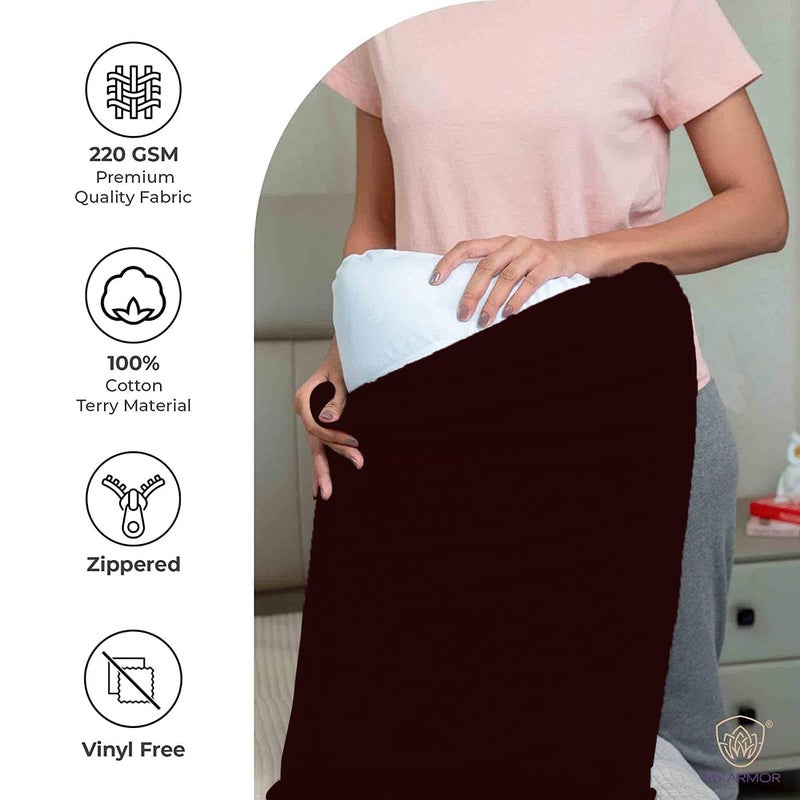 ADBENI HOME Luxurious Terry Cartridge Cotton Pillow Protector, Waterproof, Breathable and Soft, Makes Your Bedding Comfort and Elegance, 17x27 Inches, 1 Pair, Coffee - Image 4