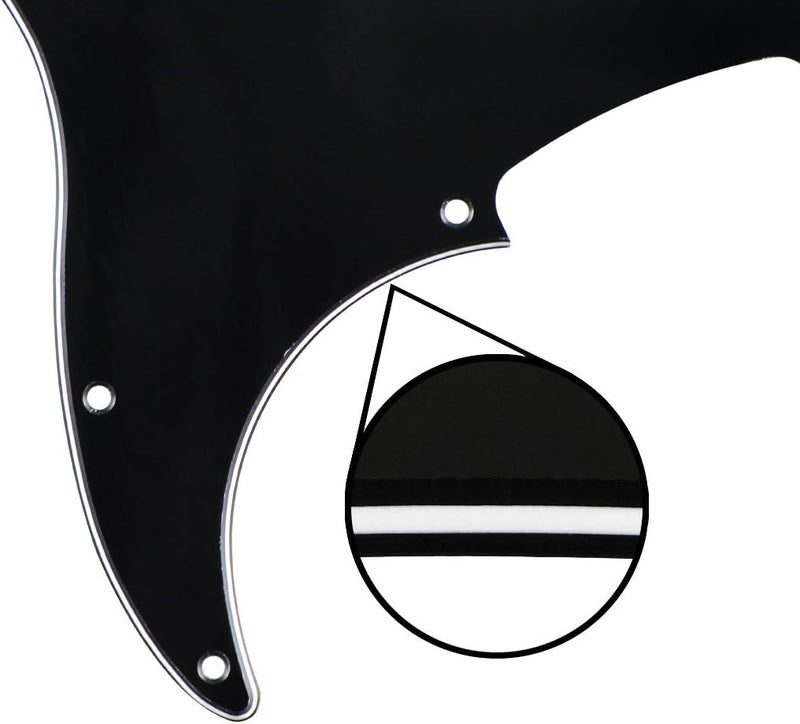 FLEOR 3Ply Black P Bass Pickguard Guitar Scratch Plate Pick Guard for 4 String American/Mexican Standard P Bass Style - Image 2