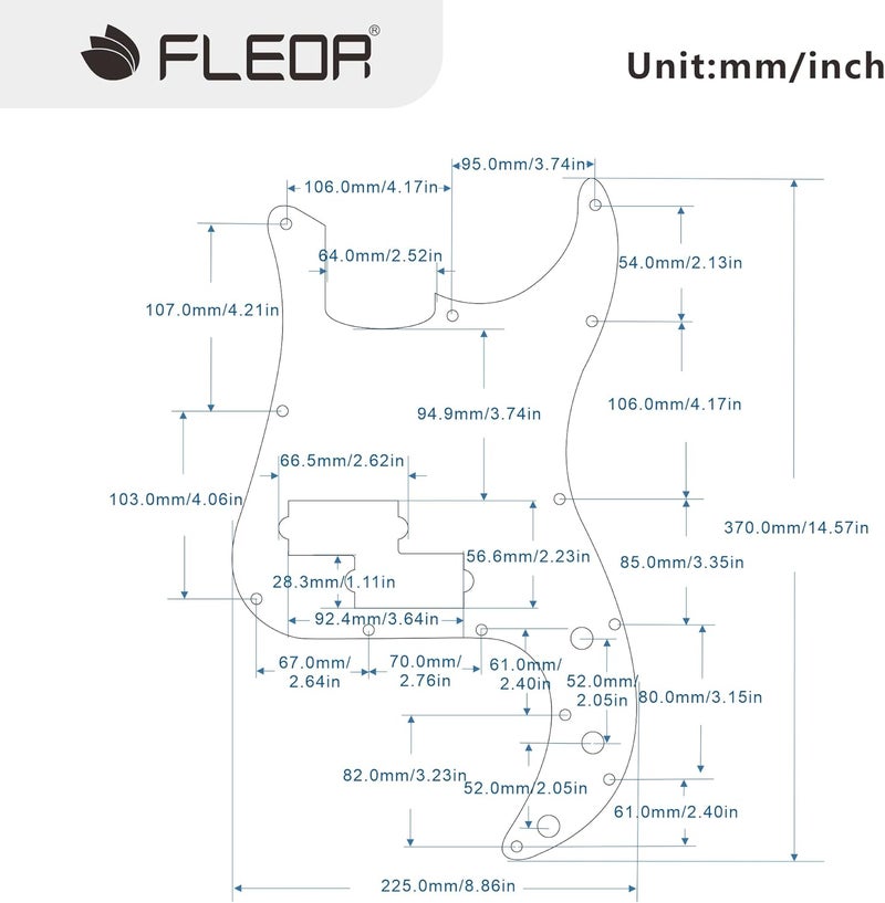 FLEOR 3Ply Black P Bass Pickguard Guitar Scratch Plate Pick Guard for 4 String American/Mexican Standard P Bass Style - Image 1