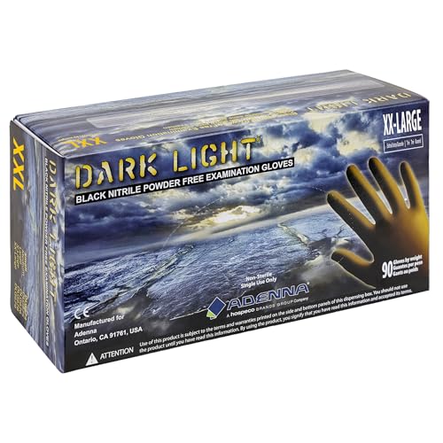 Adenna Dark Light Disposable Nitrile Gloves – 9 Mil, Heavy Duty Work Rubber Glove with Textured Grip, Non-Latex & Powder Free, Pack of 90, 2X-Large, Black - Image 1