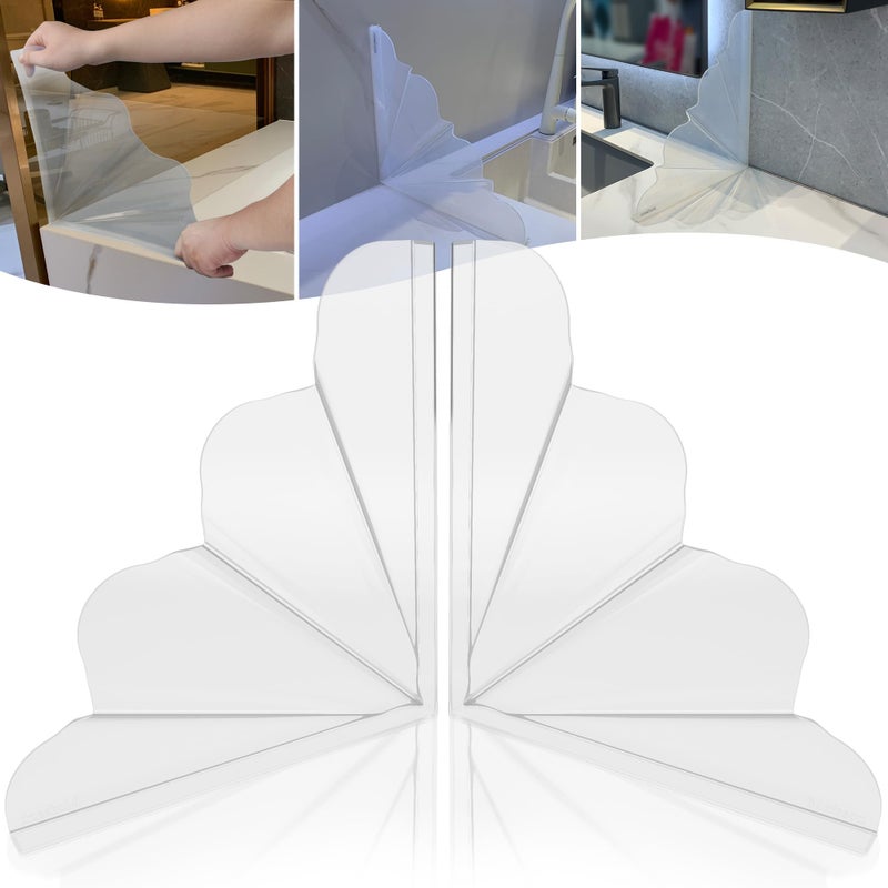 Mofason Silicone Shower Splash Guard XXL Clear Bathtub Corner Splash Guard Bathroom Shower Water Guard with SelfAdhesive Can Be Adjustable Angle in Washbasin Tubs Sinks Etc 2Pack