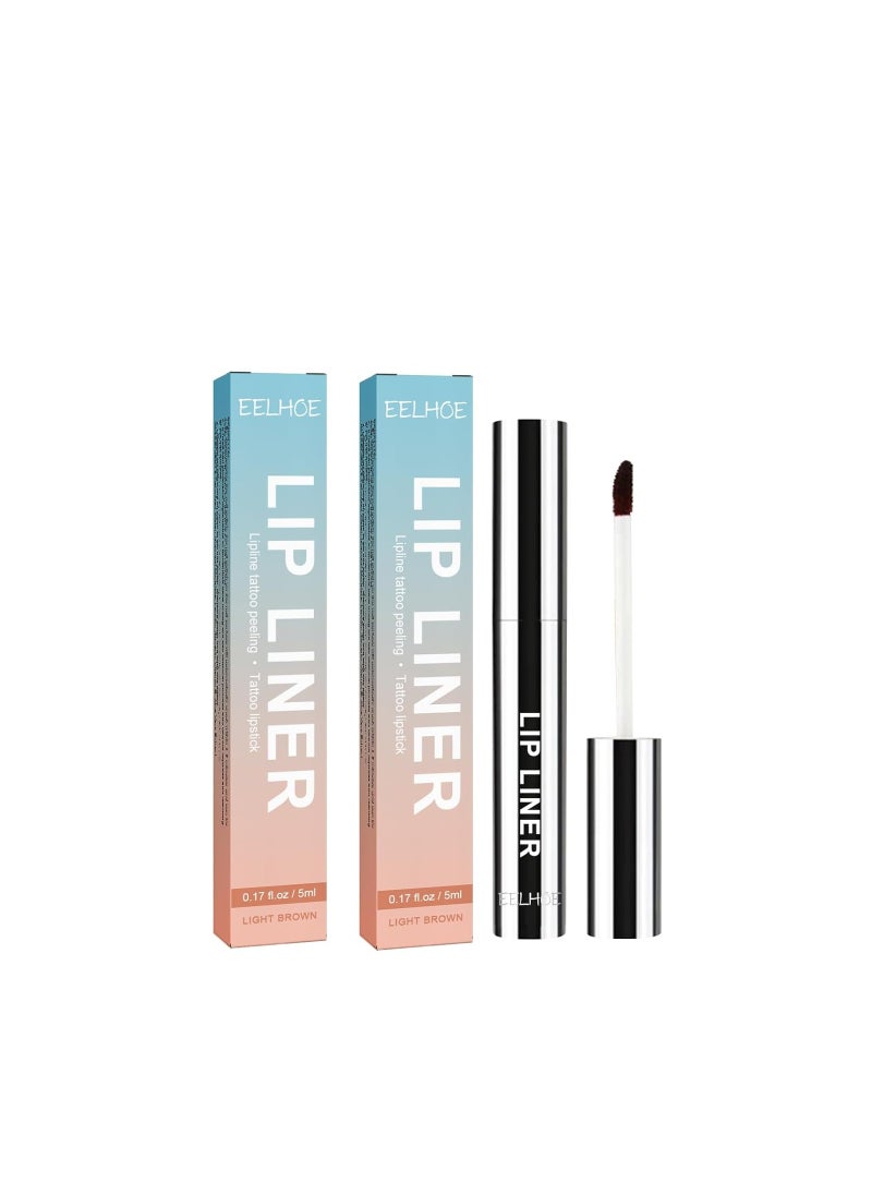 EELHOE - Peel Off Lip Liner Tattoo, Lip Stain Peel Off, Non-stick Cup Liquid Lip Liner Matte Finish Lip Makeup, Long Lasting Waterproof (Light Brown, 2Pcs) - Image 1