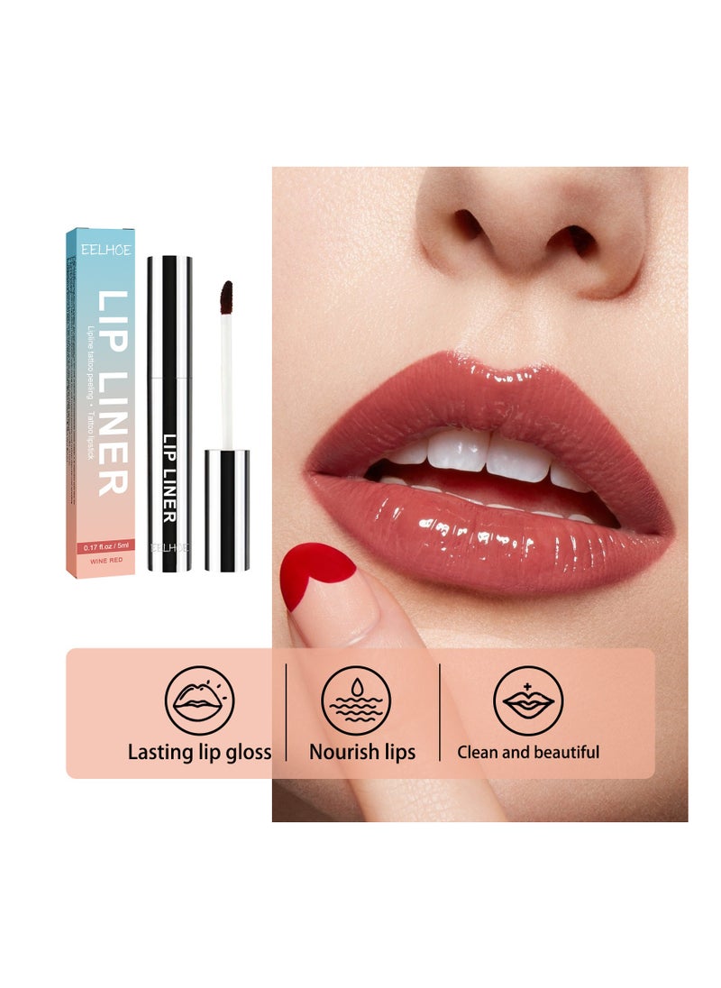 EELHOE - Peel Off Lip Liner Tattoo, Lip Stain Peel Off, Non-stick Cup Liquid Lip Liner Matte Finish Lip Makeup, Long Lasting Waterproof (Light Brown, 2Pcs) - Image 1