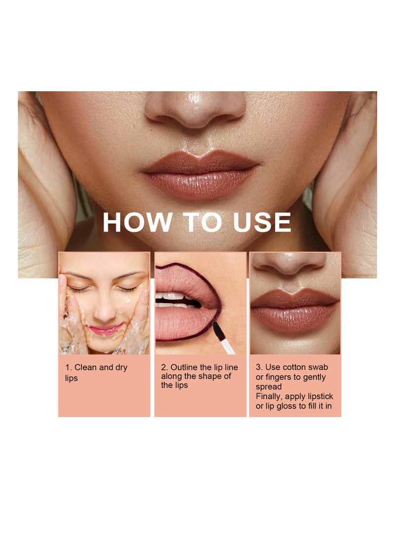 EELHOE - Peel Off Lip Liner Tattoo, Lip Stain Peel Off, Non-stick Cup Liquid Lip Liner Matte Finish Lip Makeup, Long Lasting Waterproof (Light Brown, 2Pcs) - Image 1