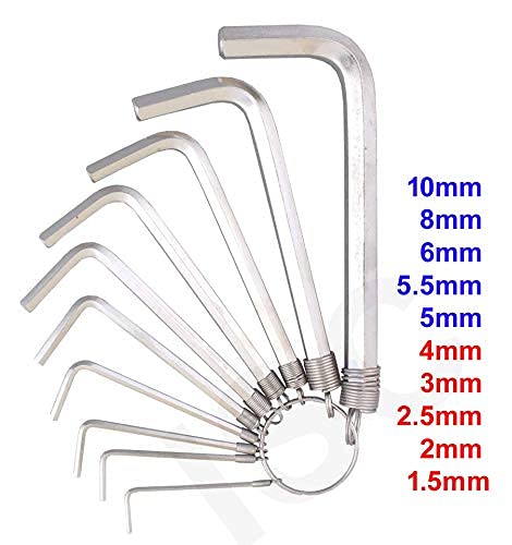 ISC ISC 10Pcs HEX Allenkey Set Chrome in Key Ring Wrench Set Metric System Wrench Screw Repair Tools Allen Key Set - Image 2