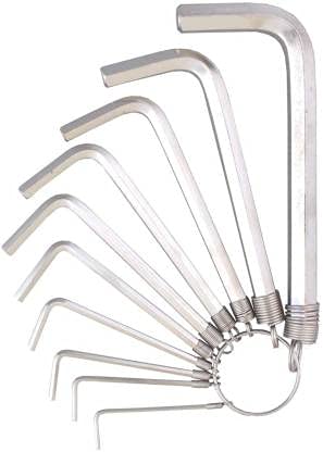 ISC ISC 10Pcs HEX Allenkey Set Chrome in Key Ring Wrench Set Metric System Wrench Screw Repair Tools Allen Key Set - Image 1