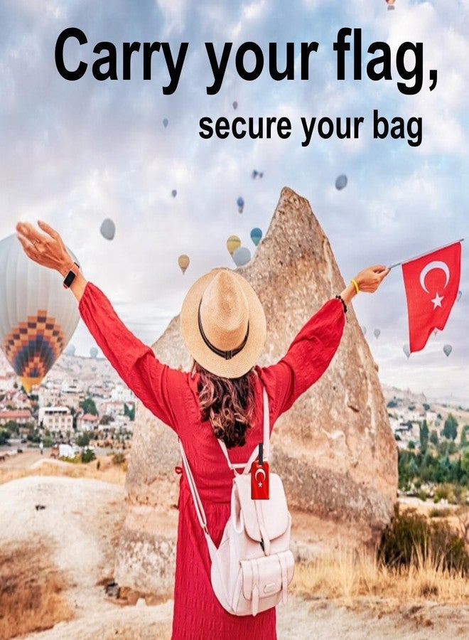 [عبوة من قطعتين] بطاقة أمتعة ذكية من tag8 بتصميم علم تركيا | بطاقة تعريف أنيقة للأمتعة | بطاقة حقيبة سفر | بطاقة اسم رقمية عصرية | متوافقة مع معايير شركات الطيران، مزودة برمز تتبع SITA العالمي | فكرة هدية - Image 3