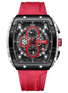 CURREN CURREN 8442M Men Quartz Sport Watch Silicone Strap Alloy Case Fashion Multifunction Wristwatch Abrastion Resistant glass 3ATM Luminous Display Chronograph Calendar Date Watches  - Image 1
