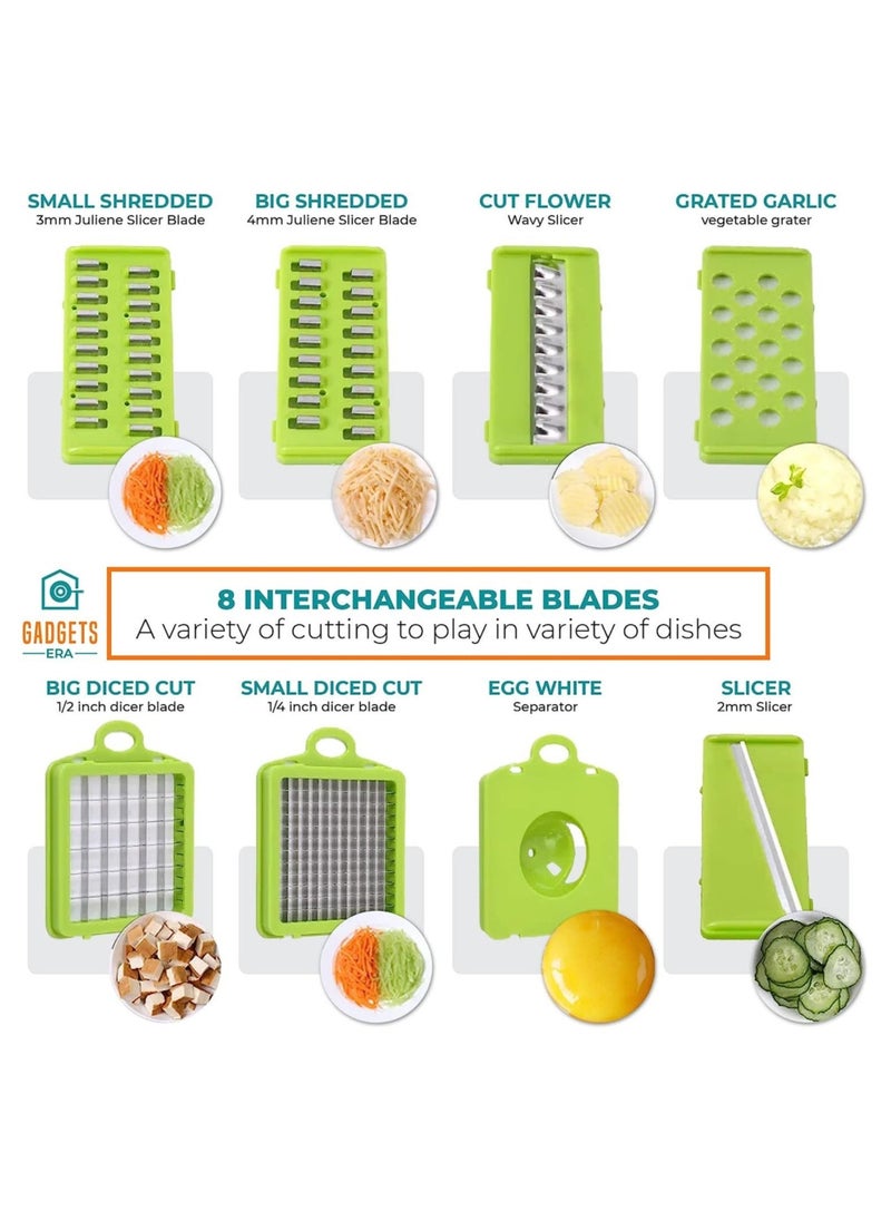 Raxoom Vegetable Chopper- Multifunctional 15-in-1,Fruits Cutter Mandoline Slicer Food Chopper with Interchangeable Blades, Colander Basket,Container for Salad Potato Carrot Garli - Image 2
