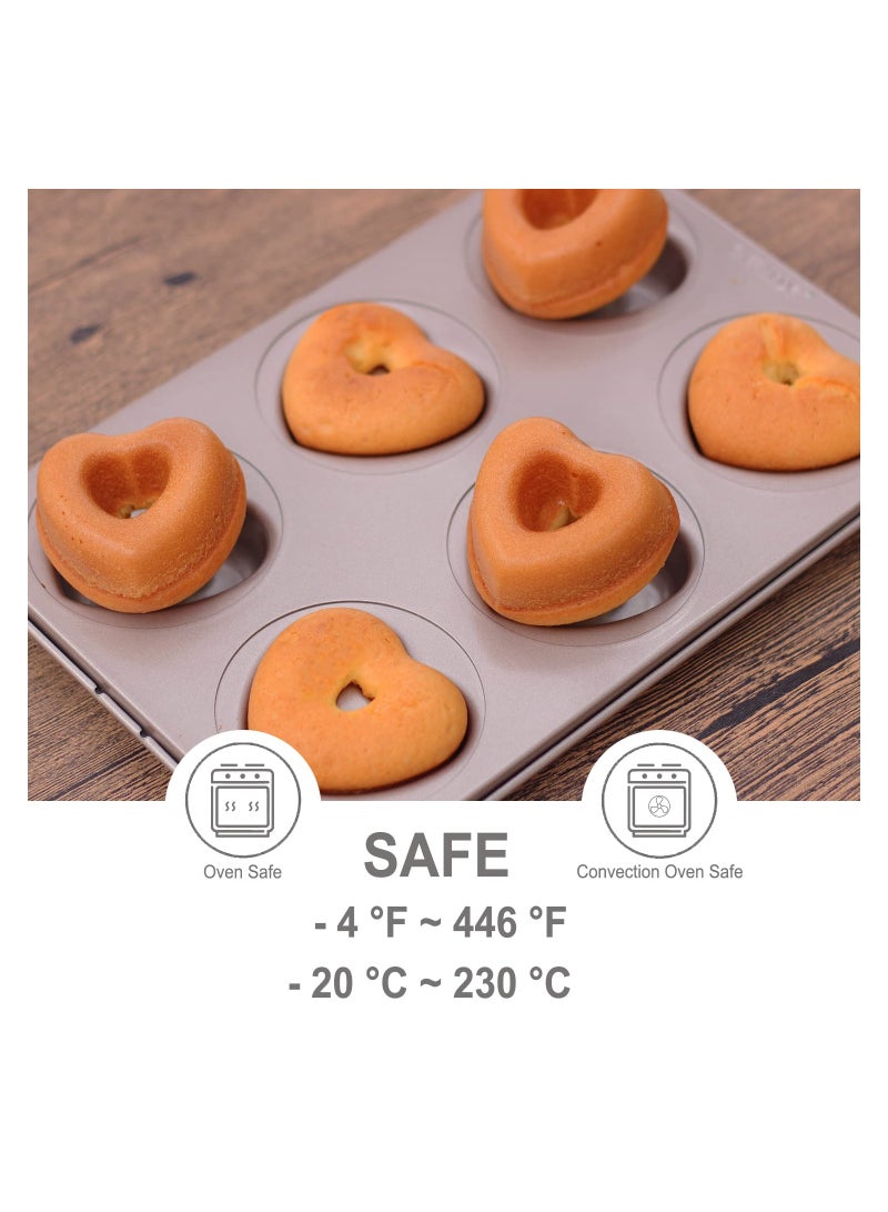 chefmade Donut Mold Cake Pan 6 Cavity Non-Stick Heart Shaped Doughnut Bakeware - Image 5