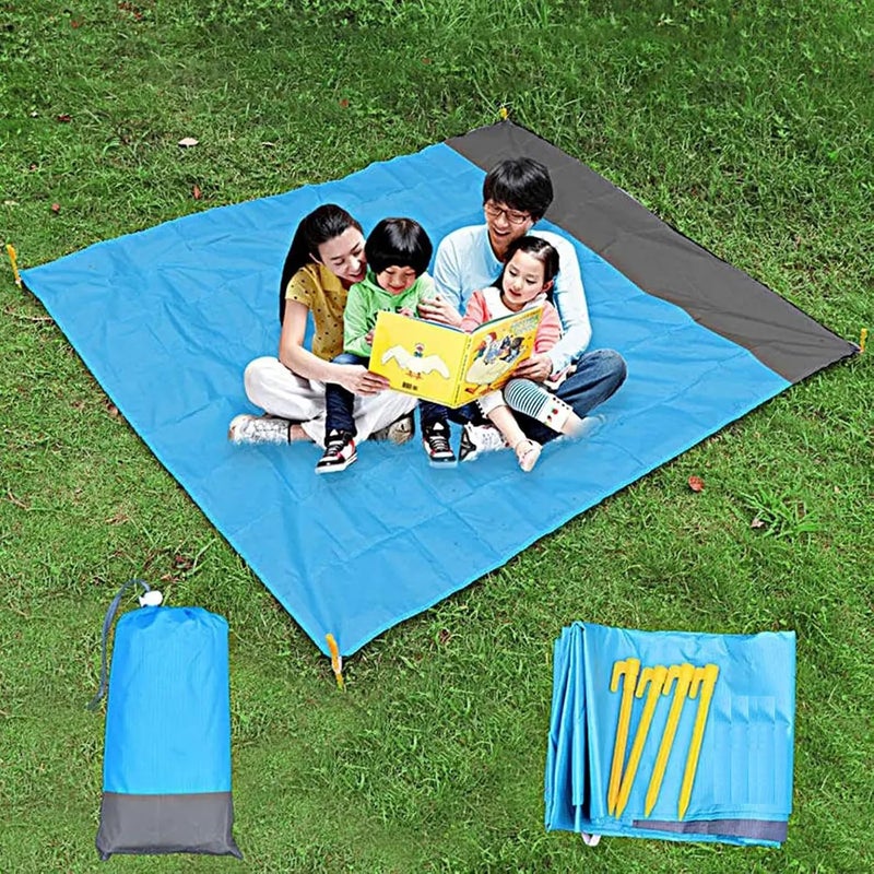 MEZON Polyester Beach Mat Waterproof Sandproof Mat Sand Free Beach Blanket for 2-7 Adults, Pocket Blanket Mat for Travel, Camping, Hiking, Music Festivals - 200 * 210 cm (Multi Color) - Image 3