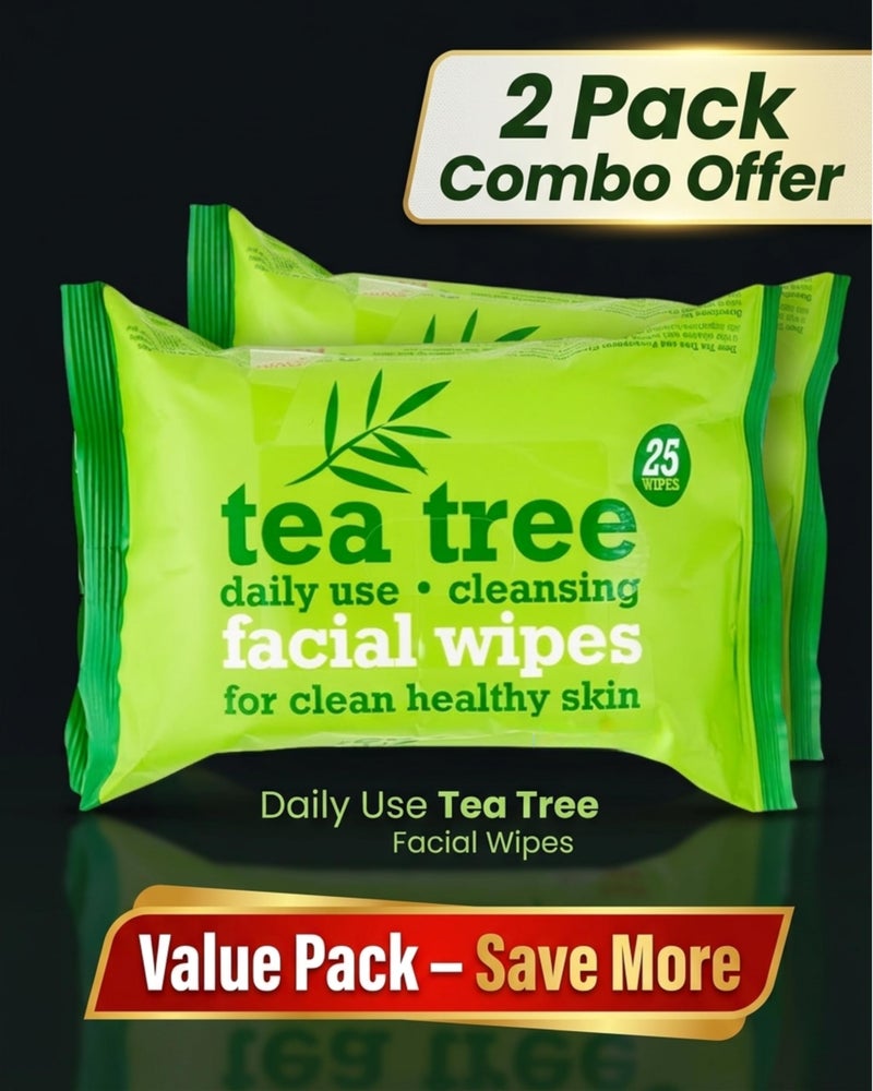 Xpel Tea Tree Facial Wipes 50 - Pack of 2, Wet Wipes for Face with Tea Tree Oil & Peppermint Oil, purifies pores, uplifts impurities, clearer-looking skin, Makeup Remover Wipes, Hydrating, Refreshing - Image 4