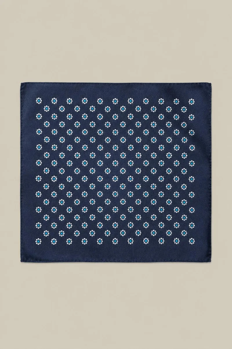Doppelganger Men's pocket square with micro pattern - DK Blue
