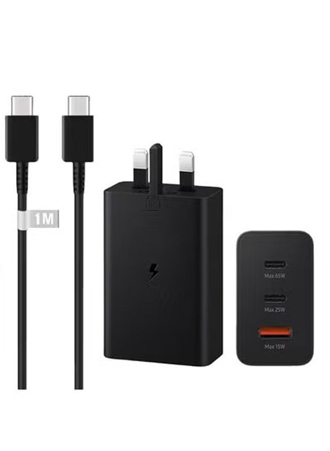X-level 65W Fast Charging Wall Charger, 3-Ports Trio Adapter Charger Block, for Samsung Galaxy S24 Ultra/S24/S24+/S23 Ultra/S23/S23+/S22 Ultra/Note 10/20, 3.28ft USB C Cable Included - Image 1