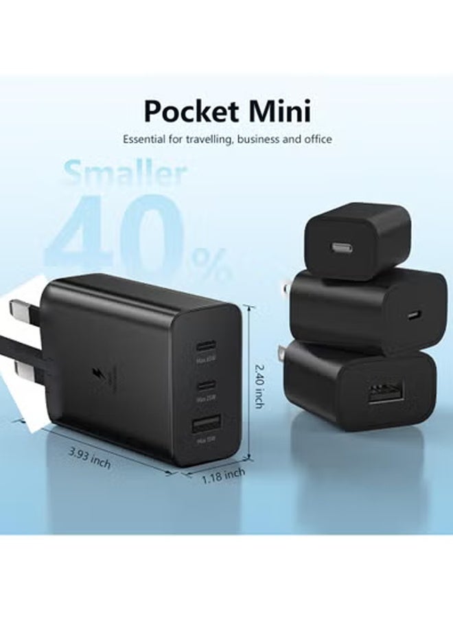 X-level 65W Fast Charging Wall Charger, 3-Ports Trio Adapter Charger Block, for Samsung Galaxy S24 Ultra/S24/S24+/S23 Ultra/S23/S23+/S22 Ultra/Note 10/20, 3.28ft USB C Cable Included - Image 4