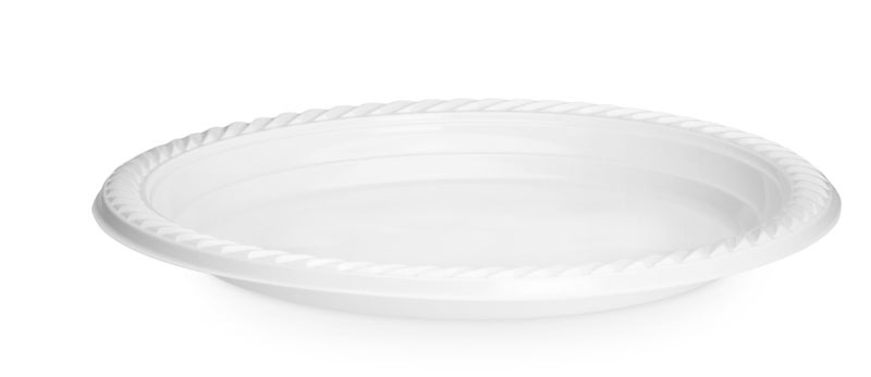 Basix 9 inch Plastic Plates Microwave Safe 100 Count  White - Image 1