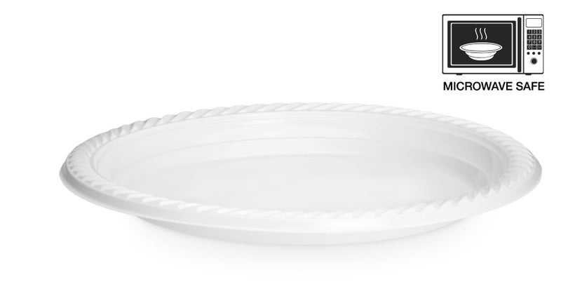 Basix 9 inch Plastic Plates Microwave Safe 100 Count  White - Image 3
