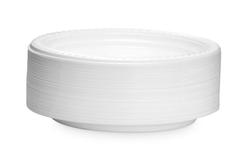 Basix 9 inch Plastic Plates Microwave Safe 100 Count  White - Image 2