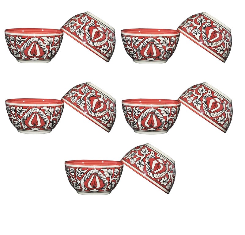 Caffeine Ceramic Handmade Dessert Bowl Set of 10 - Image 1