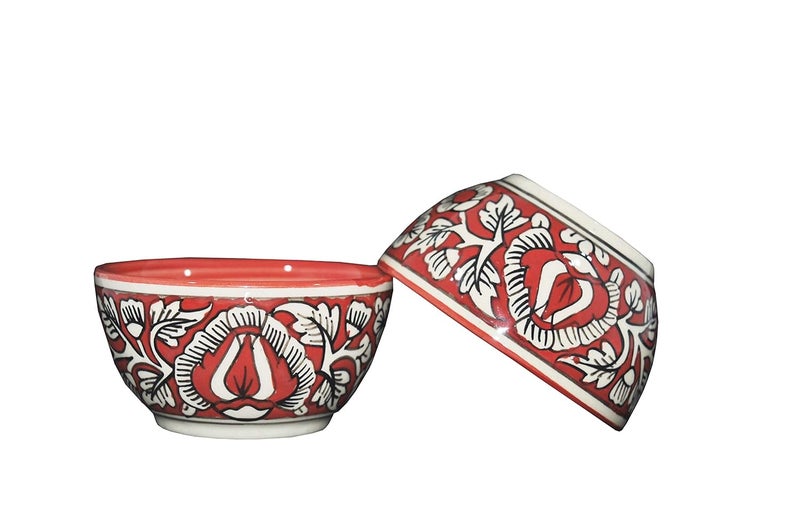 Caffeine Ceramic Handmade Dessert Bowl Set of 10 - Image 3