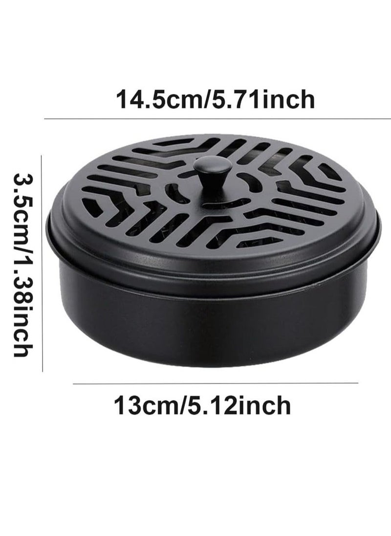 KASTWAVE Mosquito Coil Holder 2 Pack Black Round Incense Holder Mosquito Incense Box Sandalwood Holder Portable Metal Mosquito Incense Burner for Home and Camping  - Image 4