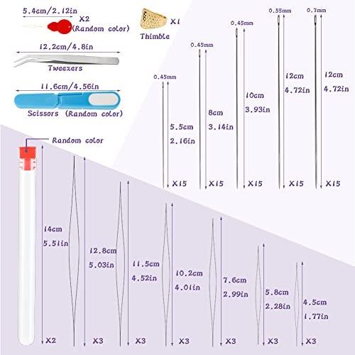 kdafio 100 Pcs Beading Needles Set,75 Pcs Long Straight Beading Thread Needles 18 Pcs Big Eye Beading Needles with Threader, Needle Bottle, Yarn Scissors,Tweezers for Bracelets and Jewelry Making - Image 2
