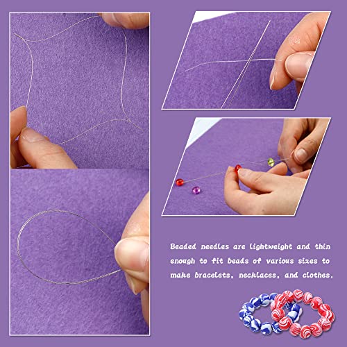 kdafio 100 Pcs Beading Needles Set,75 Pcs Long Straight Beading Thread Needles 18 Pcs Big Eye Beading Needles with Threader, Needle Bottle, Yarn Scissors,Tweezers for Bracelets and Jewelry Making - Image 4