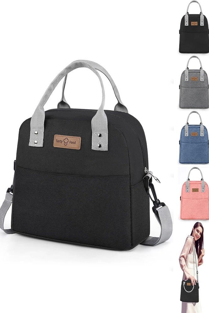Tasty Food Lunch Bag, Insulated Lunch Tote Bag with Adjustable Strap, Reusable Lunch Box for Women/Men/Kids, Leakproof Lunch Bags, Portable Thermal Cooler Bag for Work School Picnic (Black2) - Image 1