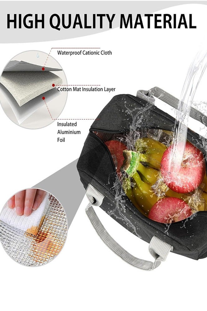 Tasty Food Lunch Bag, Insulated Lunch Tote Bag with Adjustable Strap, Reusable Lunch Box for Women/Men/Kids, Leakproof Lunch Bags, Portable Thermal Cooler Bag for Work School Picnic (Black2) - Image 3