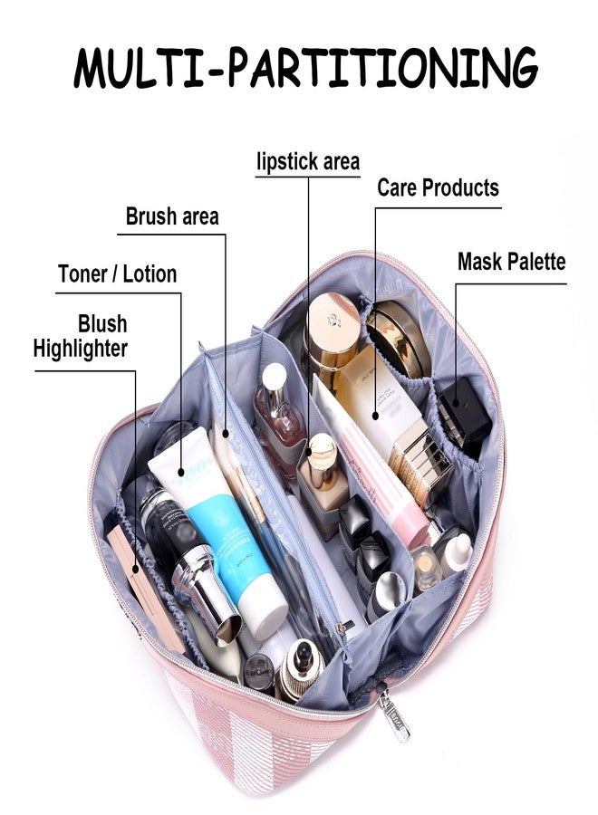 BOYATU Travel Makeup Bag Organizer Cosmetic Bag: 3 Pcs Set Make up Bags for Women with Handle - Waterproof Vegan Leather Toiletry Bags Travel Essentials Pouch with Compartments, F-03-Pink, Travel - Image 5