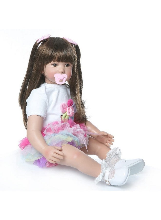 Terabithia 24Inch 60Cm Big Size Silicone Vinyl Reborn Toddler Princess Girl Doll Rainbow Dress Stuffed Cloth Body Newborn Dolls That Look Realistic Child Xmas Birthday Gift - Image 3