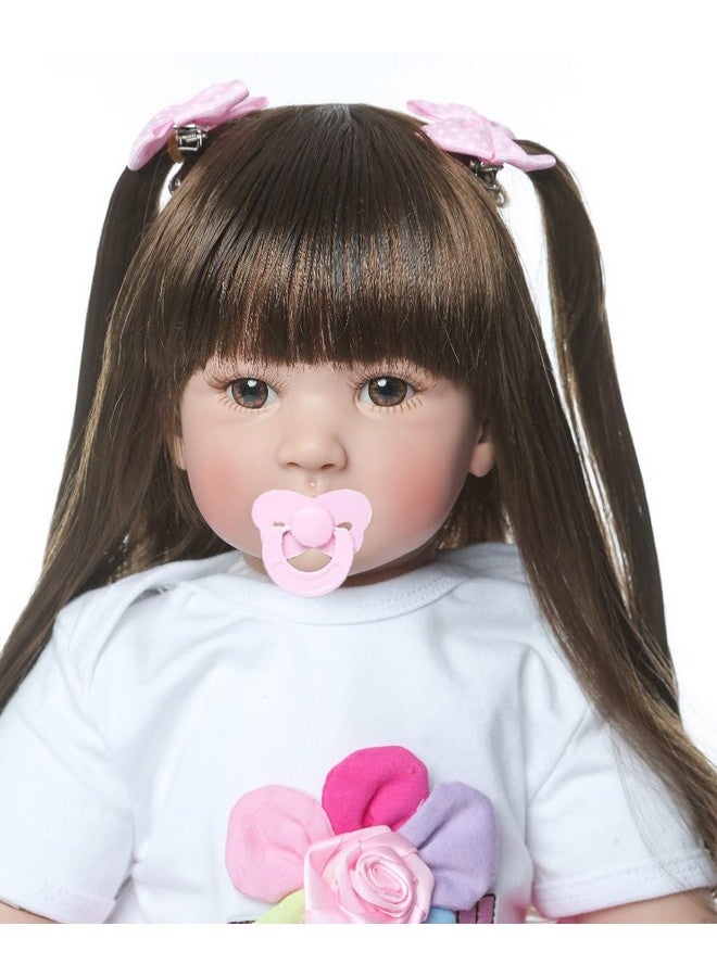 Terabithia 24Inch 60Cm Big Size Silicone Vinyl Reborn Toddler Princess Girl Doll Rainbow Dress Stuffed Cloth Body Newborn Dolls That Look Realistic Child Xmas Birthday Gift - Image 4