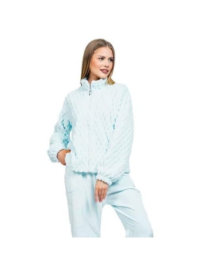 دعدوش  بيجامة نسائية شتوية من الفرو الناعم، طقم بيجامة حريمي من قطعتين للمنزل، مريحة ودافئة,بيجامه شتوية للنساء توفر تغطية كاملة للنساء من دعدوش , - Image 3