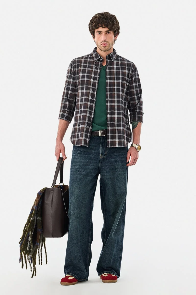 سنيتش قميص كاروهات قطن % بقصة ضيقة