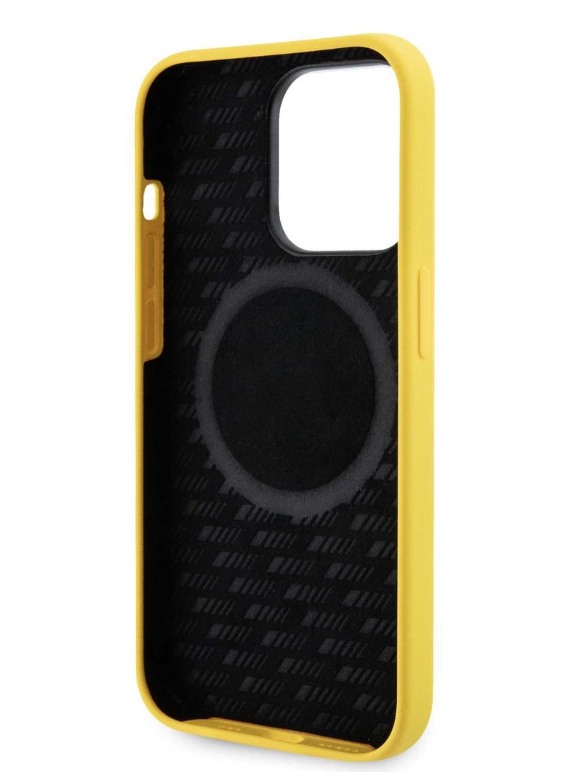 AMG iPhone 15 Pro Max Case MagSafe Silicone Back Cover with Large AMG Logo / Drop Protection / Slim Profile - Sun Yellow - Image 3