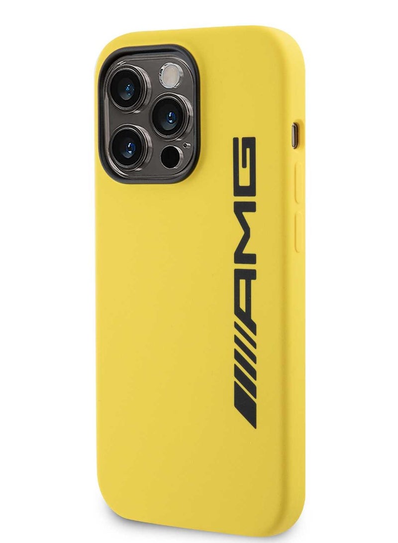AMG iPhone 15 Pro Max Case MagSafe Silicone Back Cover with Large AMG Logo / Drop Protection / Slim Profile - Sun Yellow - Image 2