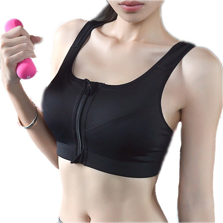 Jolly Chic Black Front Zip Sports Bra Comfortable Athletic Workout Fitness Activewear for Women Daily Use - Image 3