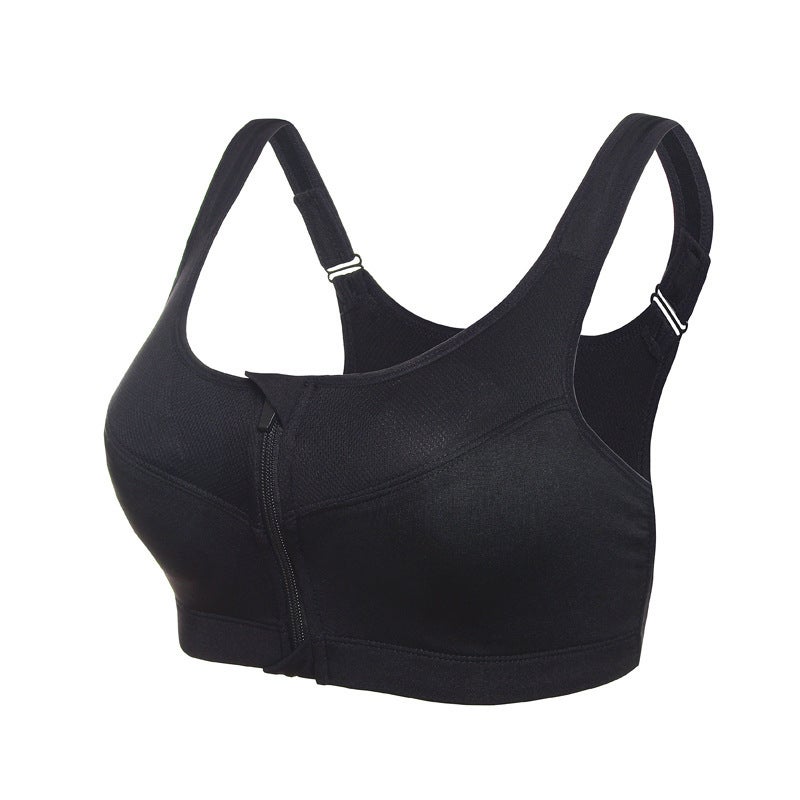Jolly Chic Black Front Zip Sports Bra Comfortable Athletic Workout Fitness Activewear for Women Daily Use - Image 1