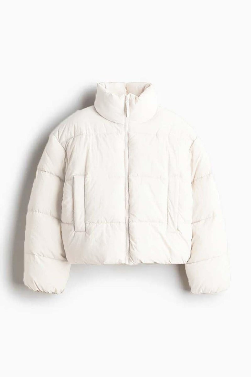 KOTTY Women's Solid Long Sleeve Flow White Zipper Puffer Jacket (White,L)-KTTFKPUFFERJACKET153L - Image 5