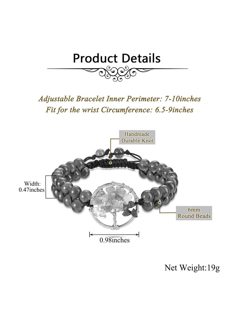 SYOSI Chakra Bead Bracelet, 7 Chakra Stone Bracelet for Women and Men, Natural Chakra Stone Healing Bracelet with Crystal Tree of Life, 6mm Natural Gemstone Beads, Reiki Healing Crystal Bracelet - Image 5