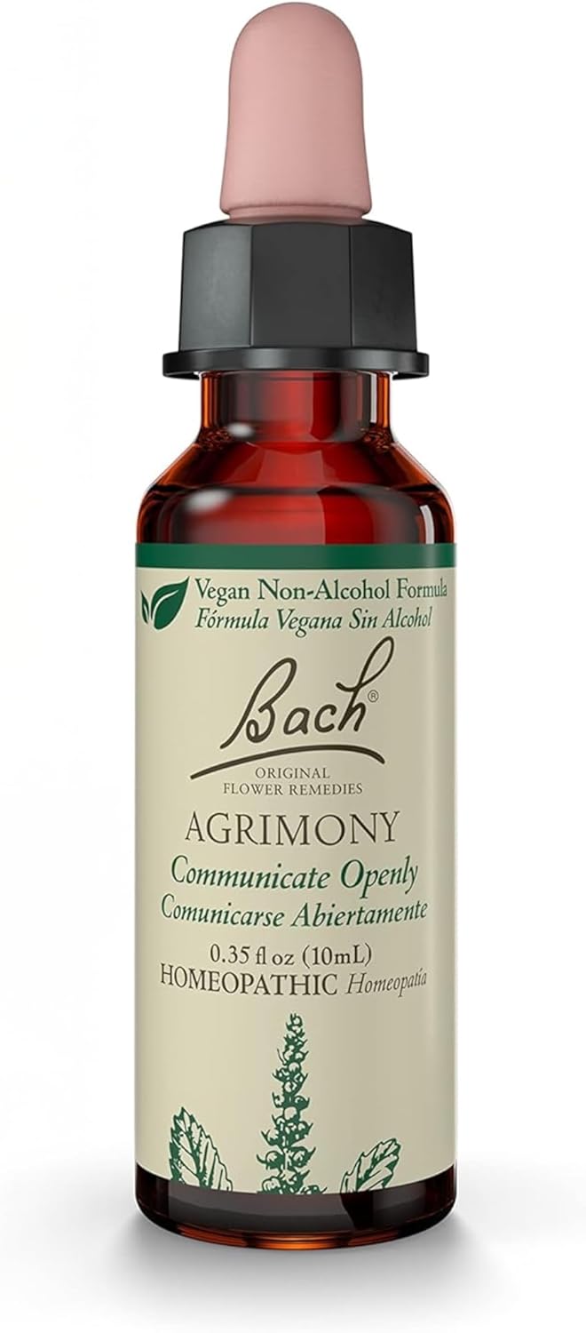 Bach Bach Original Flower Remedies, Agrimony (Non-Alcohol Formula) - Communicate Openly - Natural Homeopathic Flower Essence for Emotional Balance - Vegan, Gluten Free, Sugar Free - 10mL Dropper