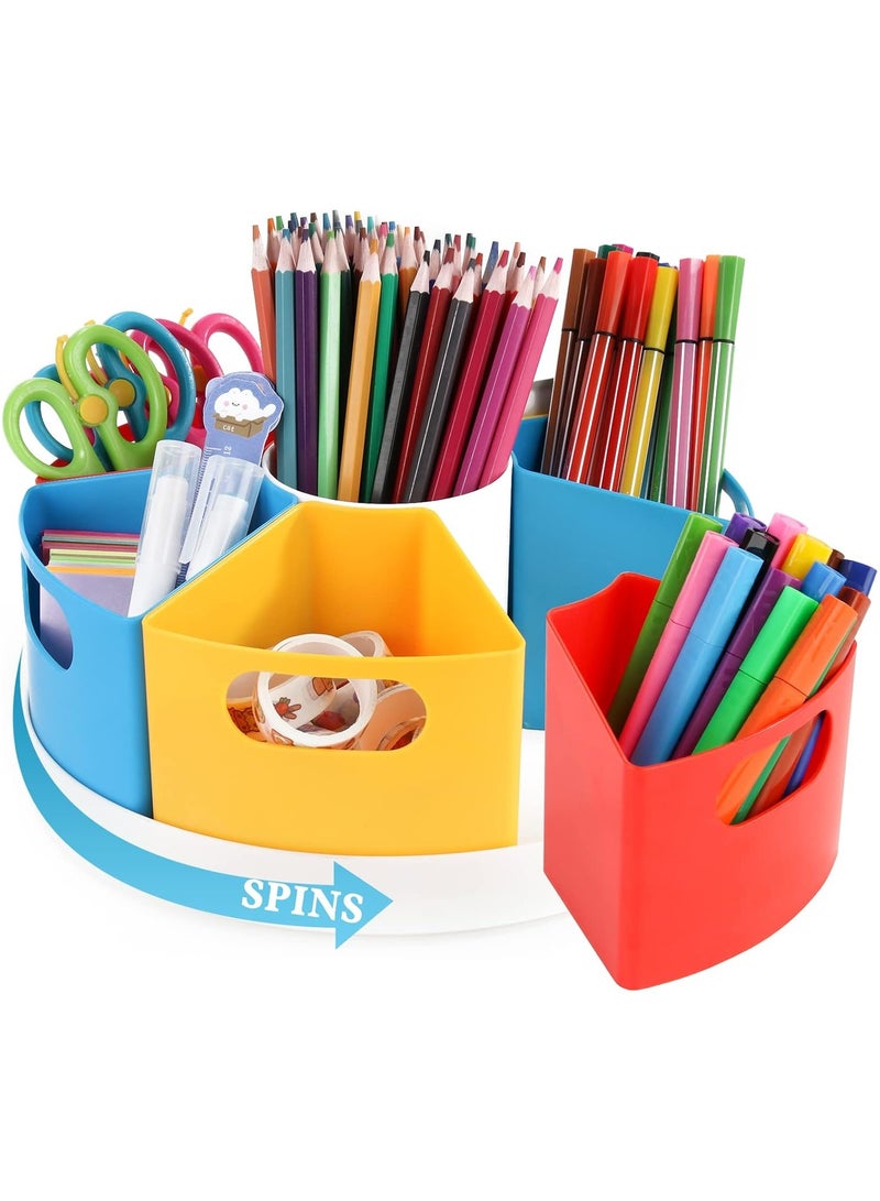 NANAO Rotating Desk Stationary Organiser, 7 Segments, School Supplies Organizer for Kids, Art Supply Organizer for Home Office Classroom, Multicolored (Large) - Image 1