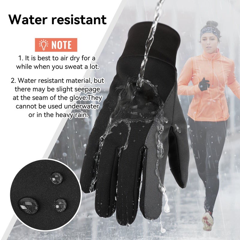 OZERO Winter Gloves for Women Touch Screen Non-Slip Silica Gel Thermal for Phone Texting - Windproof Waterproof for Hiking Running Cycling Driving - Black (Medium) - Image 2