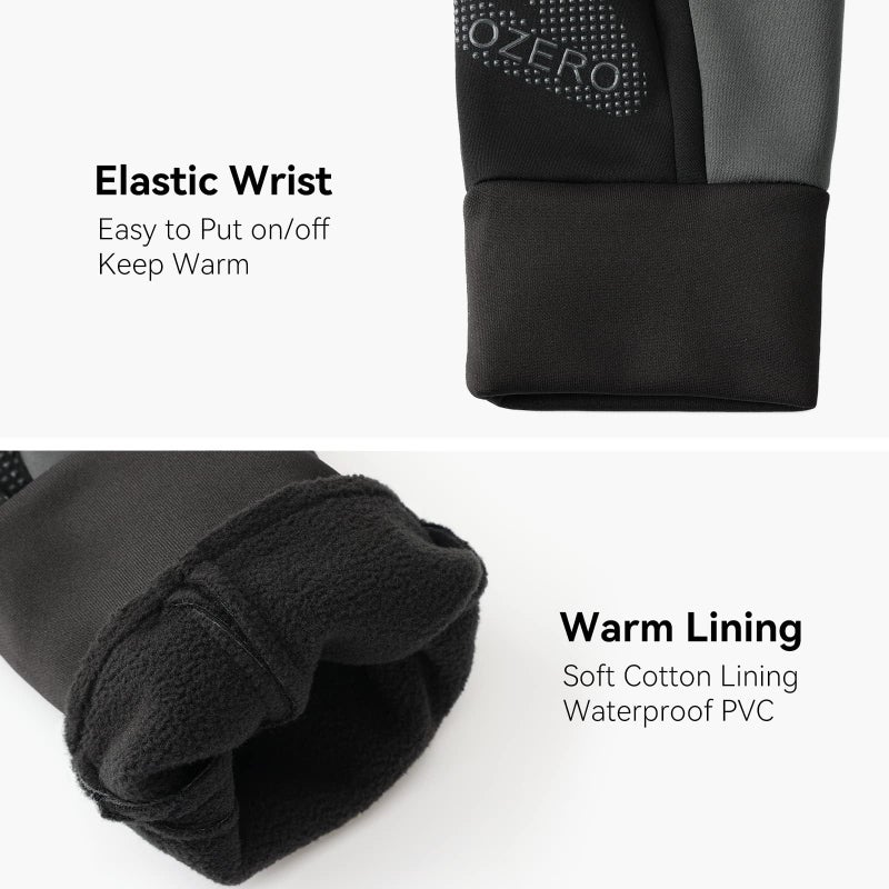 OZERO Winter Gloves for Women Touch Screen Non-Slip Silica Gel Thermal for Phone Texting - Windproof Waterproof for Hiking Running Cycling Driving - Black (Medium) - Image 5