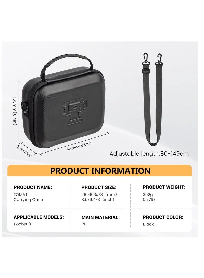 Carrying Case for DJI Osmo Pocket 3, Portable PU Storage Protective Bag for DJI Osmo Pocket 3 Creator Combo Accessories with shoulder straps[Case Only]  - Image 5