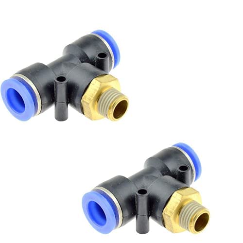 SHIVLAHERI 10mm X 18 Thread Pneumatic Tee Union One Touch Push in Connector T Shape Quick Fittings Pneumatic Straight Push in Pneumatic ConnectorPack of 2  - Image 1