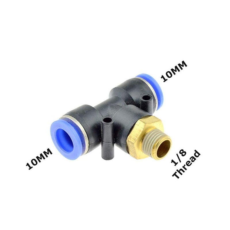 SHIVLAHERI 10mm X 18 Thread Pneumatic Tee Union One Touch Push in Connector T Shape Quick Fittings Pneumatic Straight Push in Pneumatic ConnectorPack of 2  - Image 2