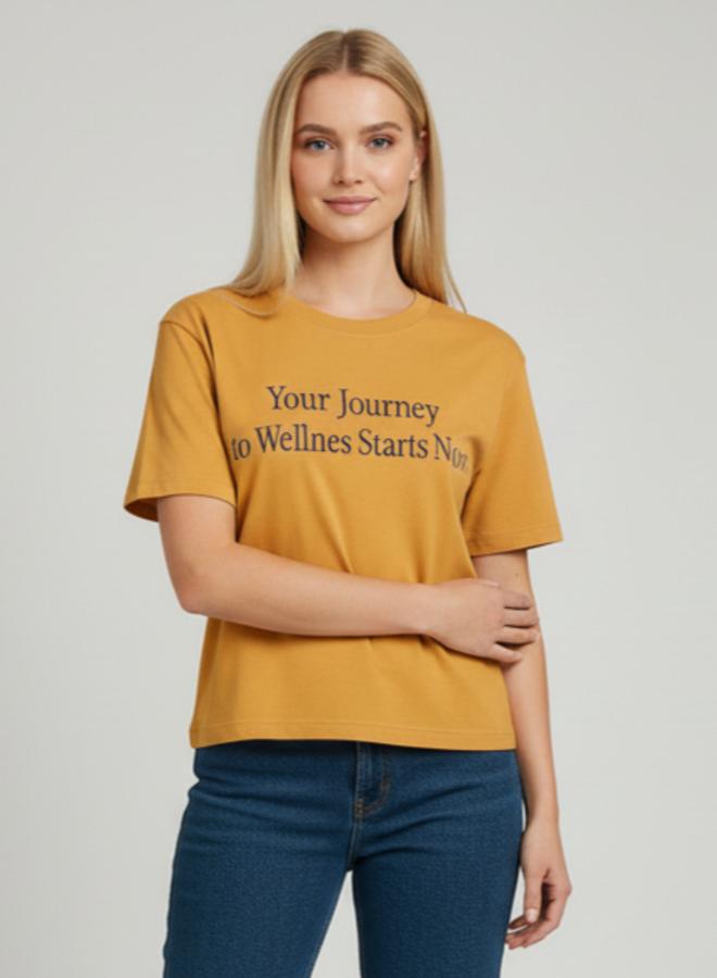 بوز تيشيرت بياقة دائرية مطبوع بقصة عادية من جيرسي فردي - Image 1